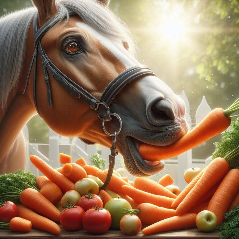 a horse eating some feesh carrots