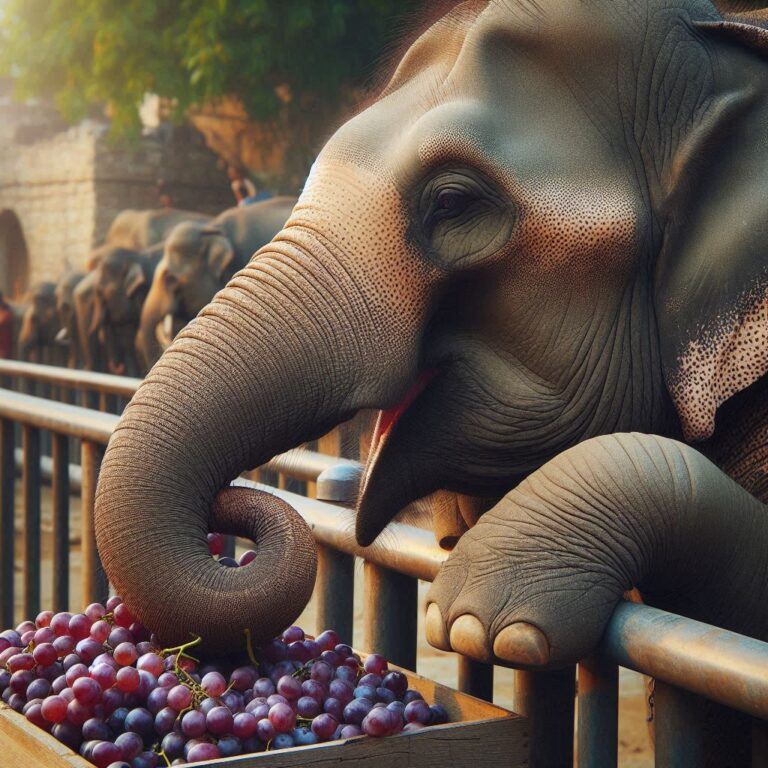 an elephants eating some fresh grapes at the zoo