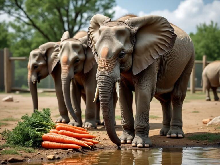 three elephants tucking into some nice fresh carrots