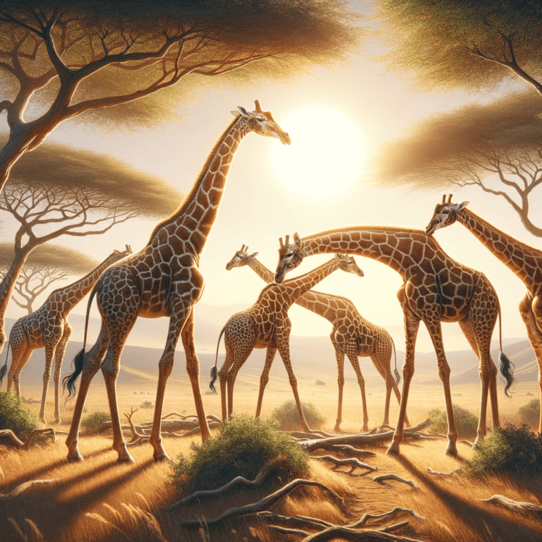 some giraffes grazing on some treebark in the wild