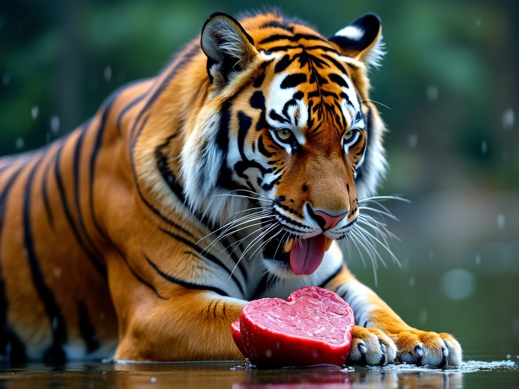 a tiger looking to tuck into a fresh beef heart