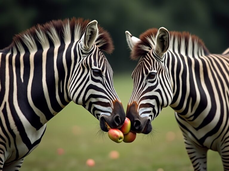 two zebras munching on a apple