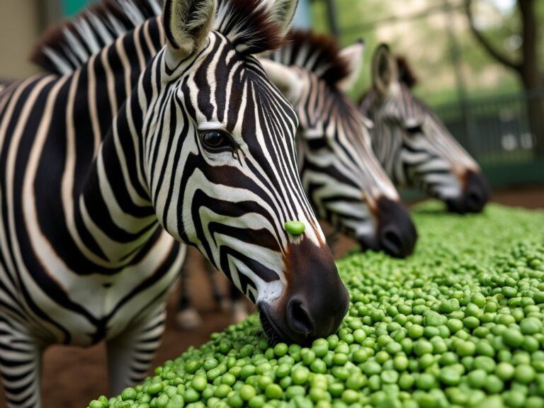 some zebras eating some peas at their enclosure at the zoo